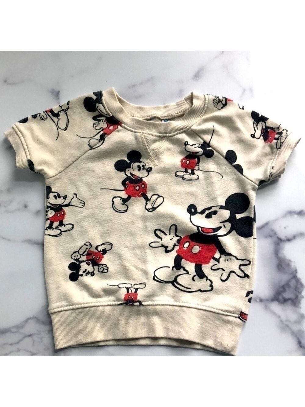 Junk Food X Disney Classic Mickey Mouse Ivory Tee Sweatshirt Unisex Girls 3T